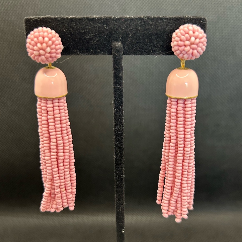 J. Crew Pink Beaded Tassel Earrings